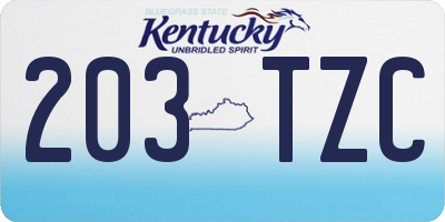 KY license plate 203TZC