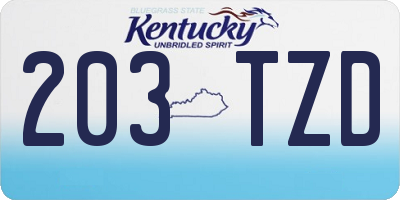 KY license plate 203TZD
