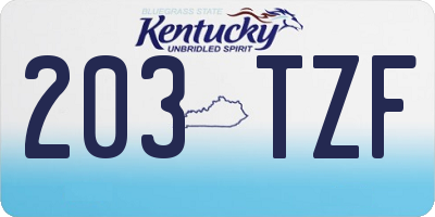 KY license plate 203TZF