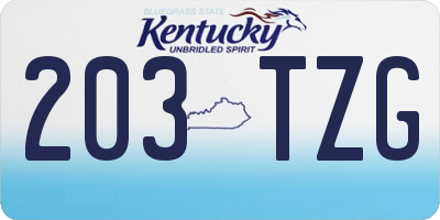 KY license plate 203TZG