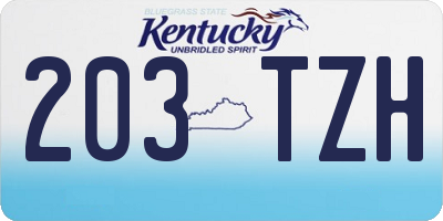 KY license plate 203TZH