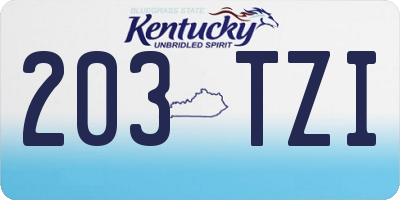 KY license plate 203TZI