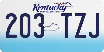 KY license plate 203TZJ