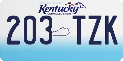 KY license plate 203TZK