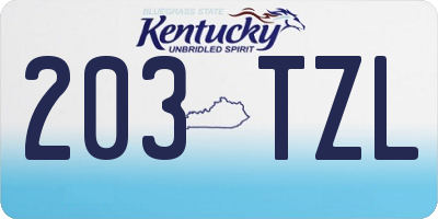 KY license plate 203TZL