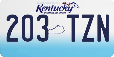 KY license plate 203TZN