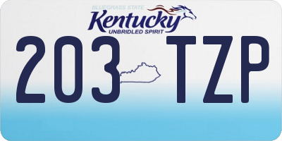 KY license plate 203TZP