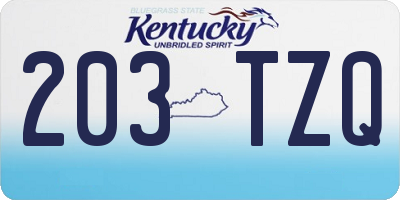 KY license plate 203TZQ