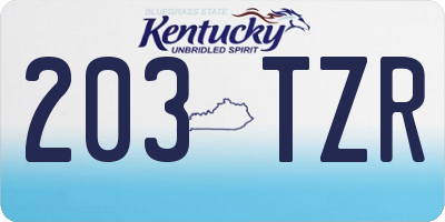 KY license plate 203TZR