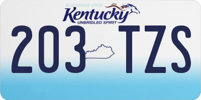 KY license plate 203TZS