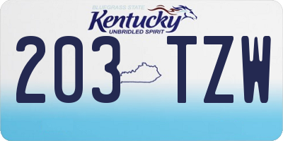 KY license plate 203TZW