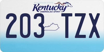 KY license plate 203TZX
