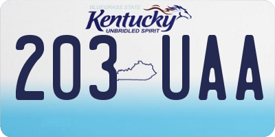 KY license plate 203UAA
