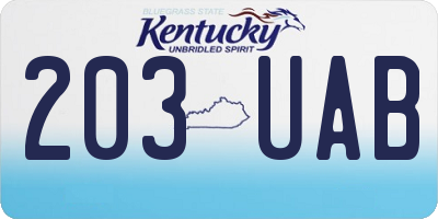 KY license plate 203UAB
