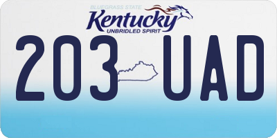 KY license plate 203UAD