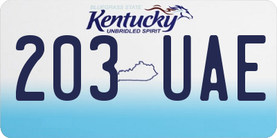 KY license plate 203UAE
