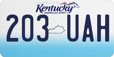 KY license plate 203UAH
