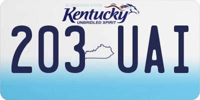 KY license plate 203UAI