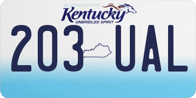 KY license plate 203UAL