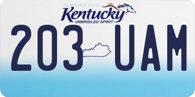 KY license plate 203UAM