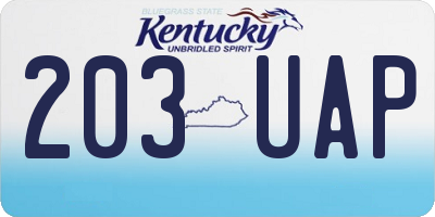 KY license plate 203UAP
