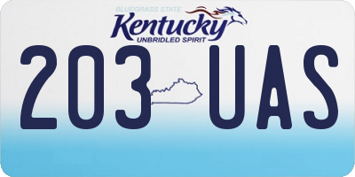 KY license plate 203UAS