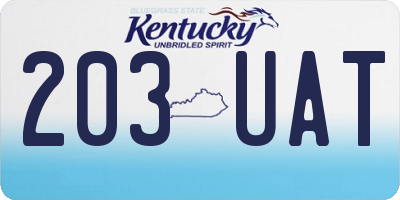 KY license plate 203UAT