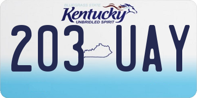 KY license plate 203UAY