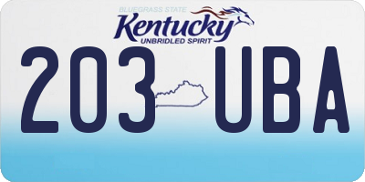KY license plate 203UBA