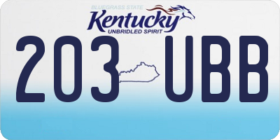 KY license plate 203UBB