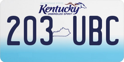 KY license plate 203UBC