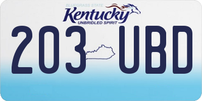 KY license plate 203UBD