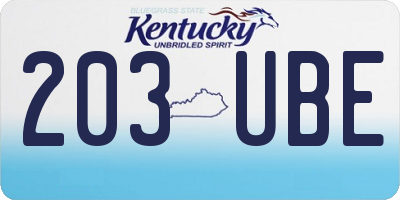 KY license plate 203UBE