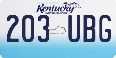KY license plate 203UBG