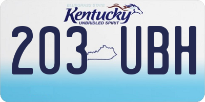 KY license plate 203UBH