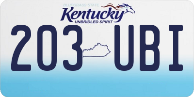 KY license plate 203UBI