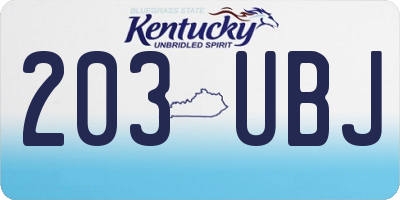 KY license plate 203UBJ
