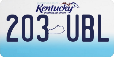 KY license plate 203UBL