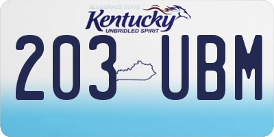KY license plate 203UBM