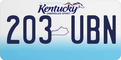 KY license plate 203UBN