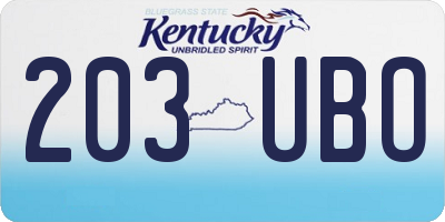 KY license plate 203UBO