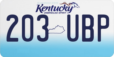 KY license plate 203UBP