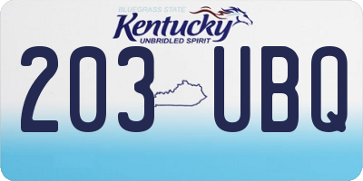 KY license plate 203UBQ