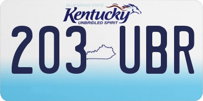 KY license plate 203UBR