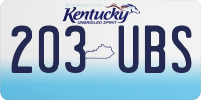 KY license plate 203UBS
