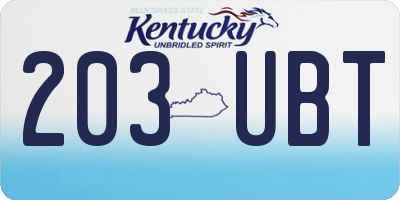 KY license plate 203UBT
