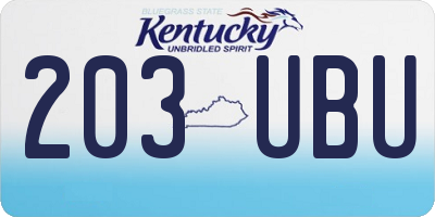 KY license plate 203UBU
