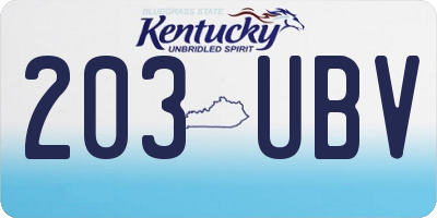 KY license plate 203UBV