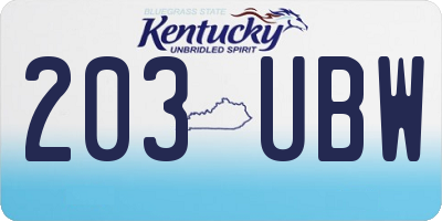 KY license plate 203UBW