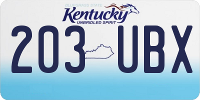 KY license plate 203UBX